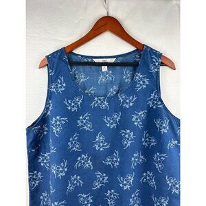 AKS Amy K Su Womens XL Floral Blue Tencel Sleeveless Top